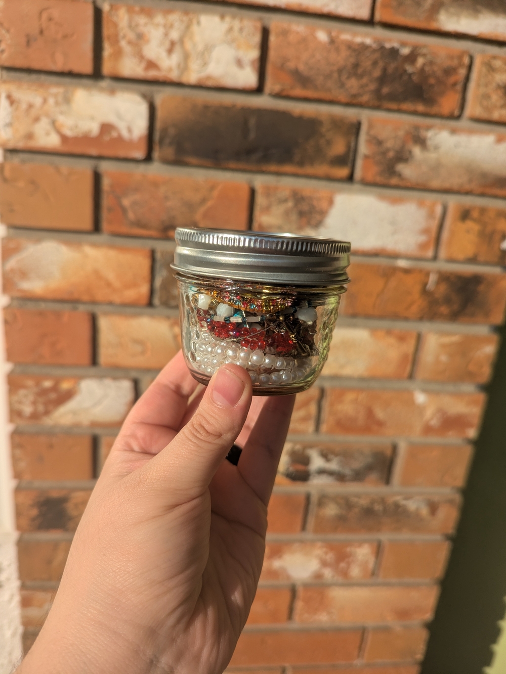 Small Glass Mason Jar with Mixed Jewelry